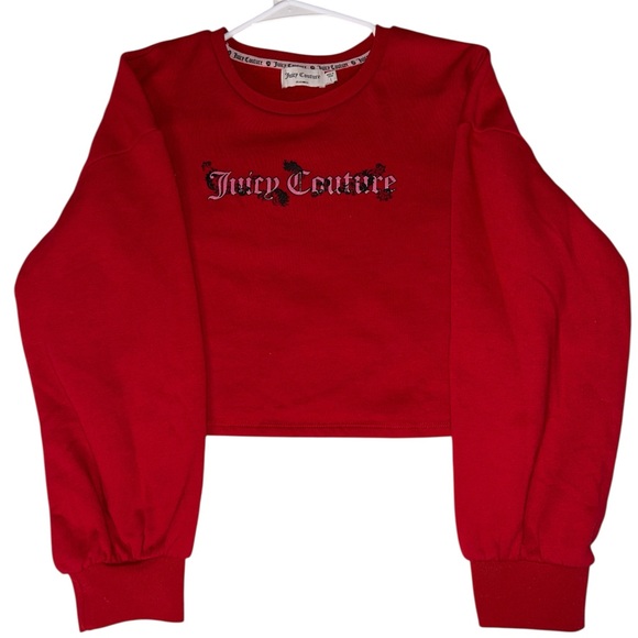 Juicy Couture Tops - Juicy Couture Vibrant Red Logo Sweatshirt Croptop Sz: M